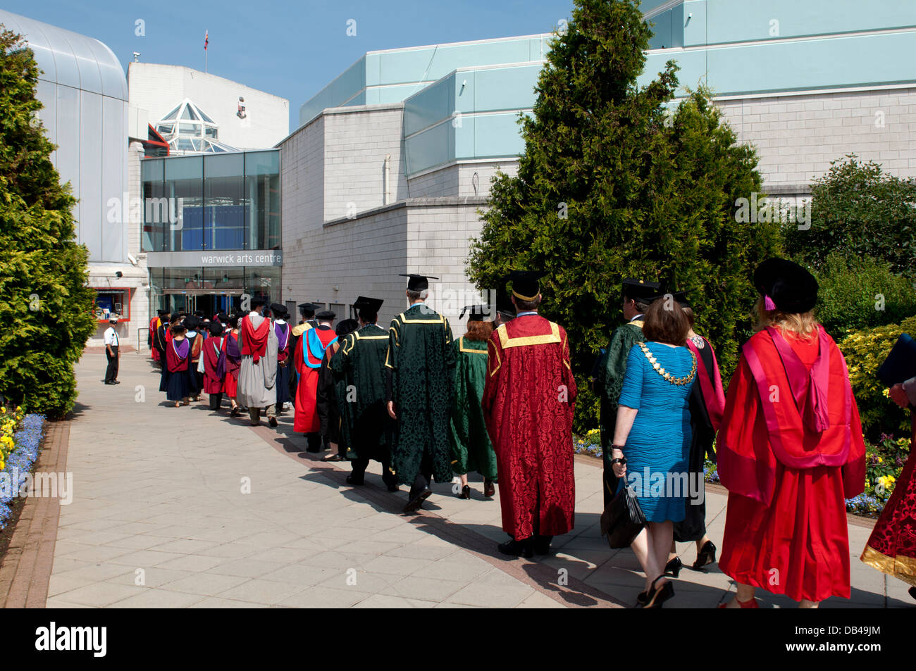 Procession le jour de la remise des diplômes universitaires, Université de Warwick, Royaume-Uni Banque D'Images