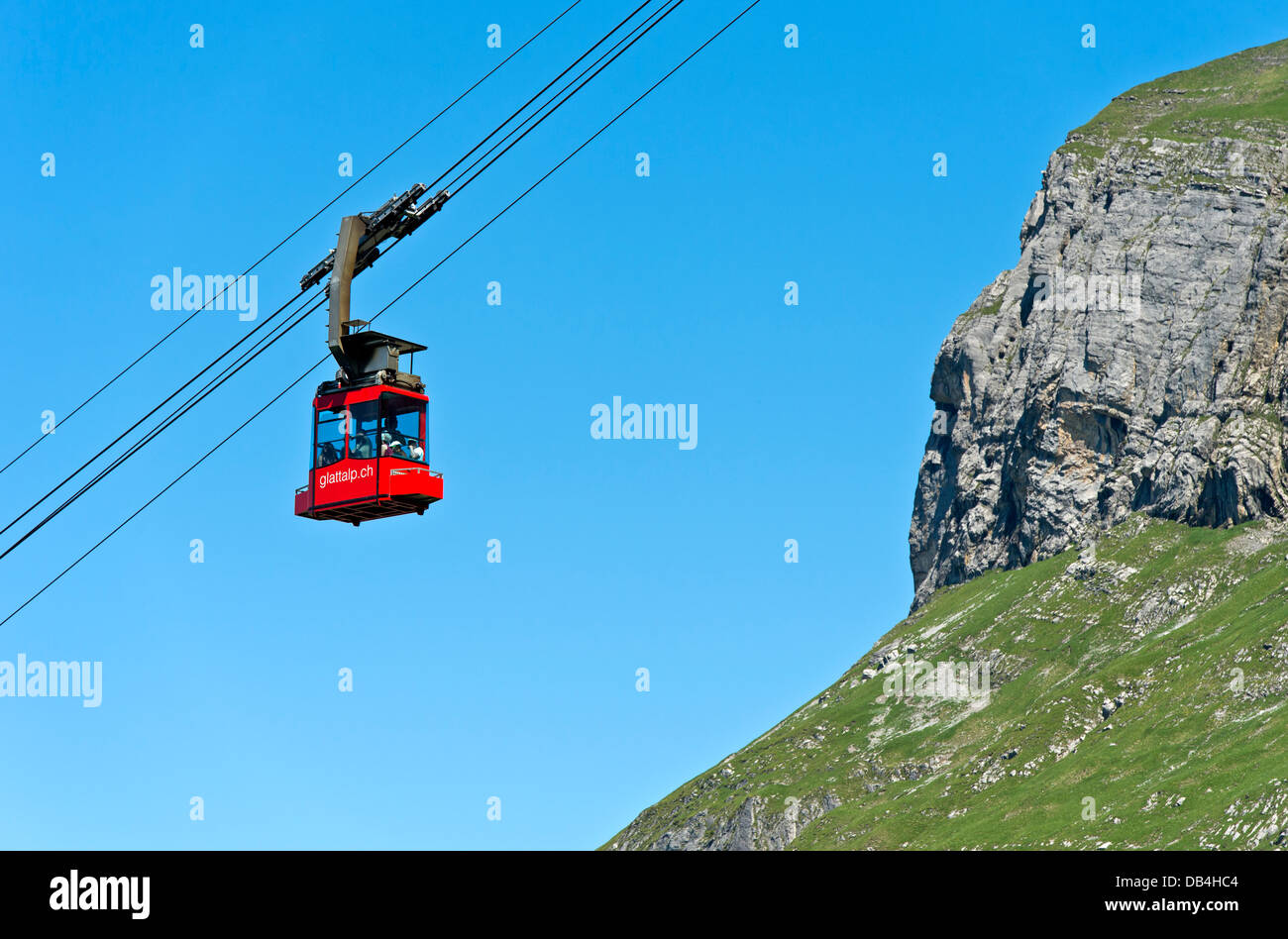 Le téléphérique de cabine - Sahli, Bisistal Glattalp, canton de Schwyz, Suisse Banque D'Images