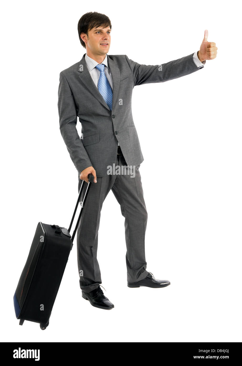 Jeune homme d'affaires avec son chariot bag isolated on white Banque D'Images