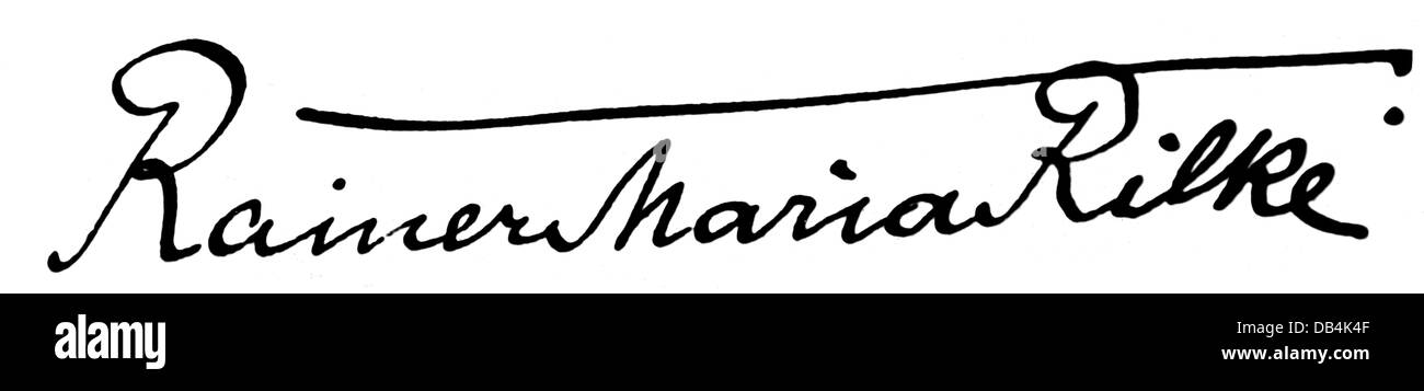 Rilke, Rainer Maria, 4.12.1875 - 29.12.1926, auteur/écrivain autrichien (poète), sa signature, début du XXe siècle, Banque D'Images