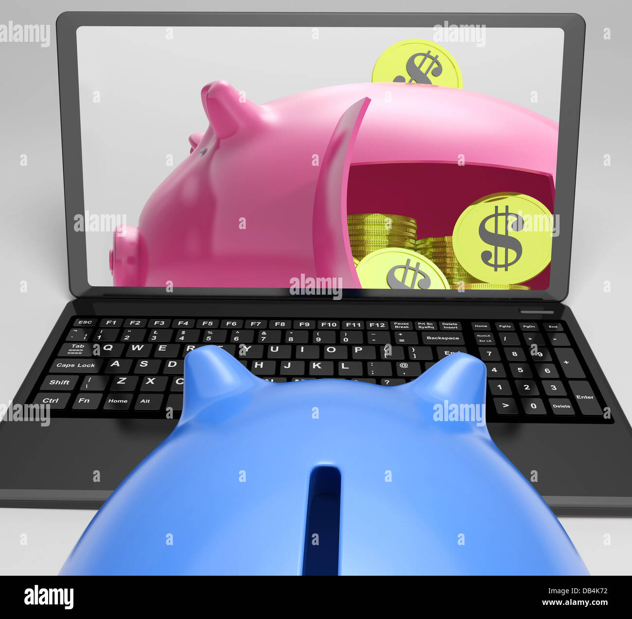 Piggy Vault avec coins montrant Compte bancaire Banque D'Images
