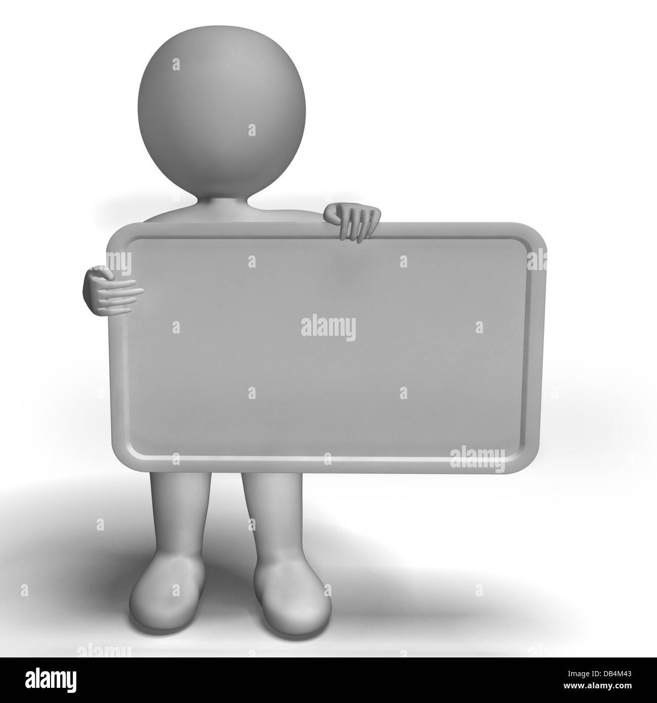 Panneau blanc vierge avec Copyspace comprend 3d Character Banque D'Images