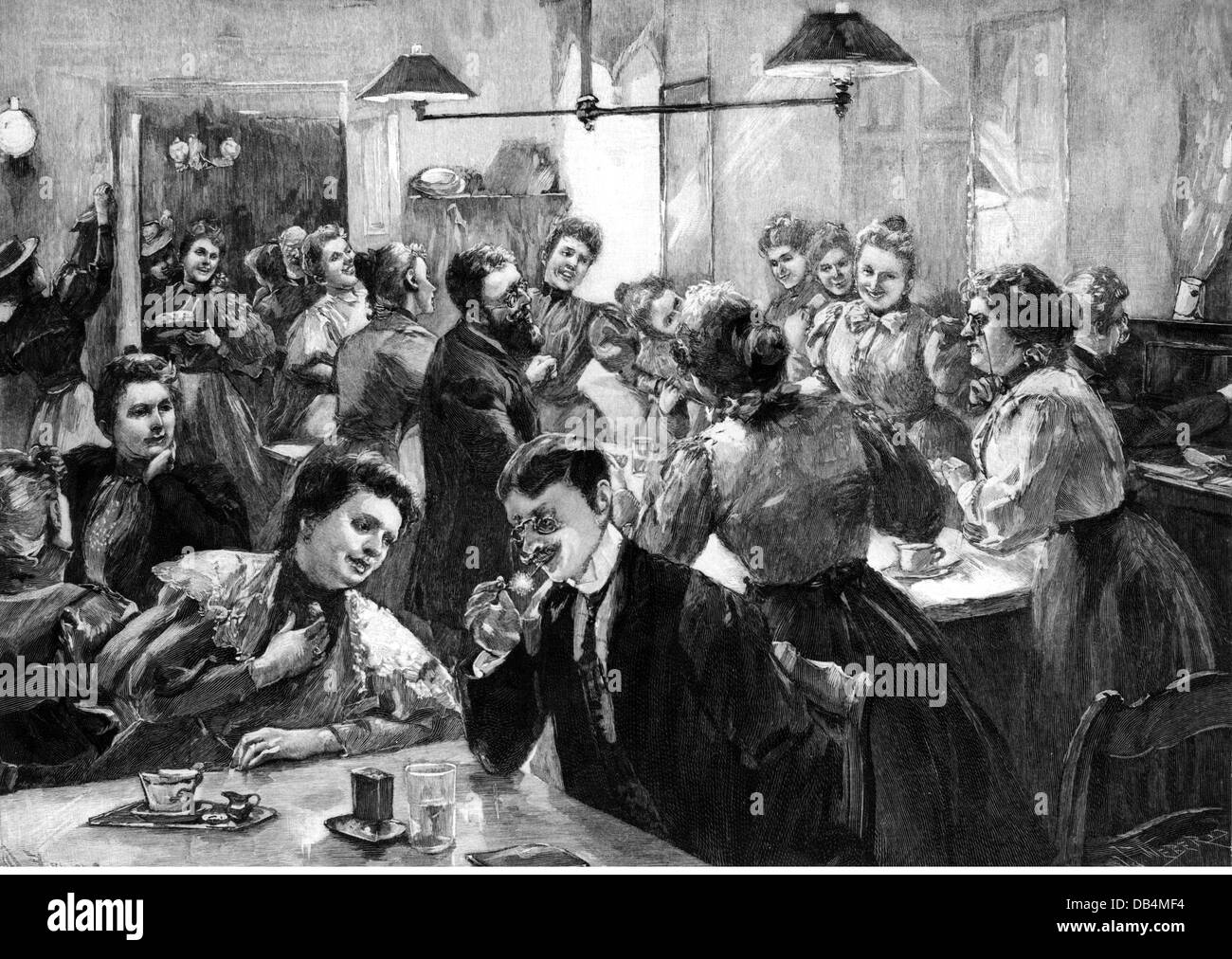 Gastronomie, taverne, 'at the veuves' association' (im Witwenverein), après dessin par Werner Zehme, (1859 - UM 1924), gravure sur bois, par Weber, 1898, droits additionnels-Clearences-non disponible Banque D'Images