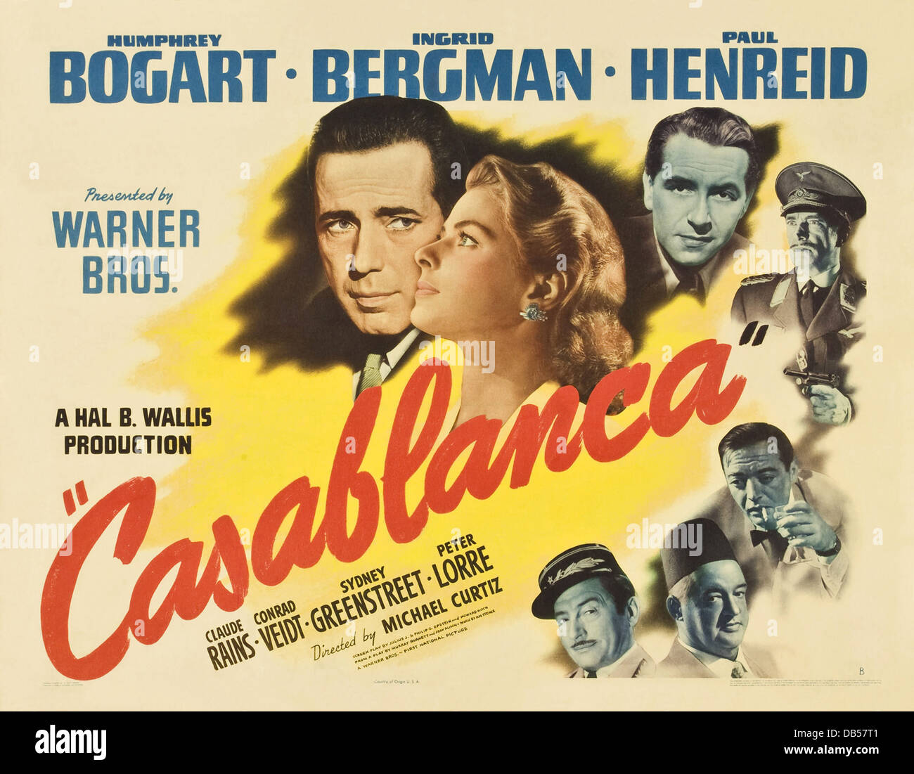 CASABLANCA Warner Bros., 1942. Réalisé par Michael Curtiz. Affiche de film Banque D'Images