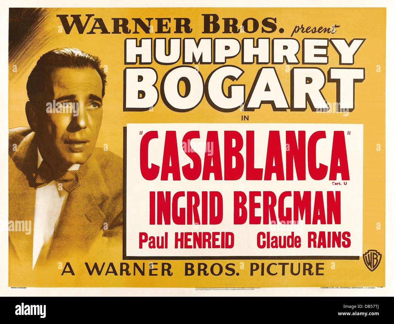 CASABLANCA Warner Bros., 1942. Réalisé par Michael Curtiz. Affiche de film Banque D'Images