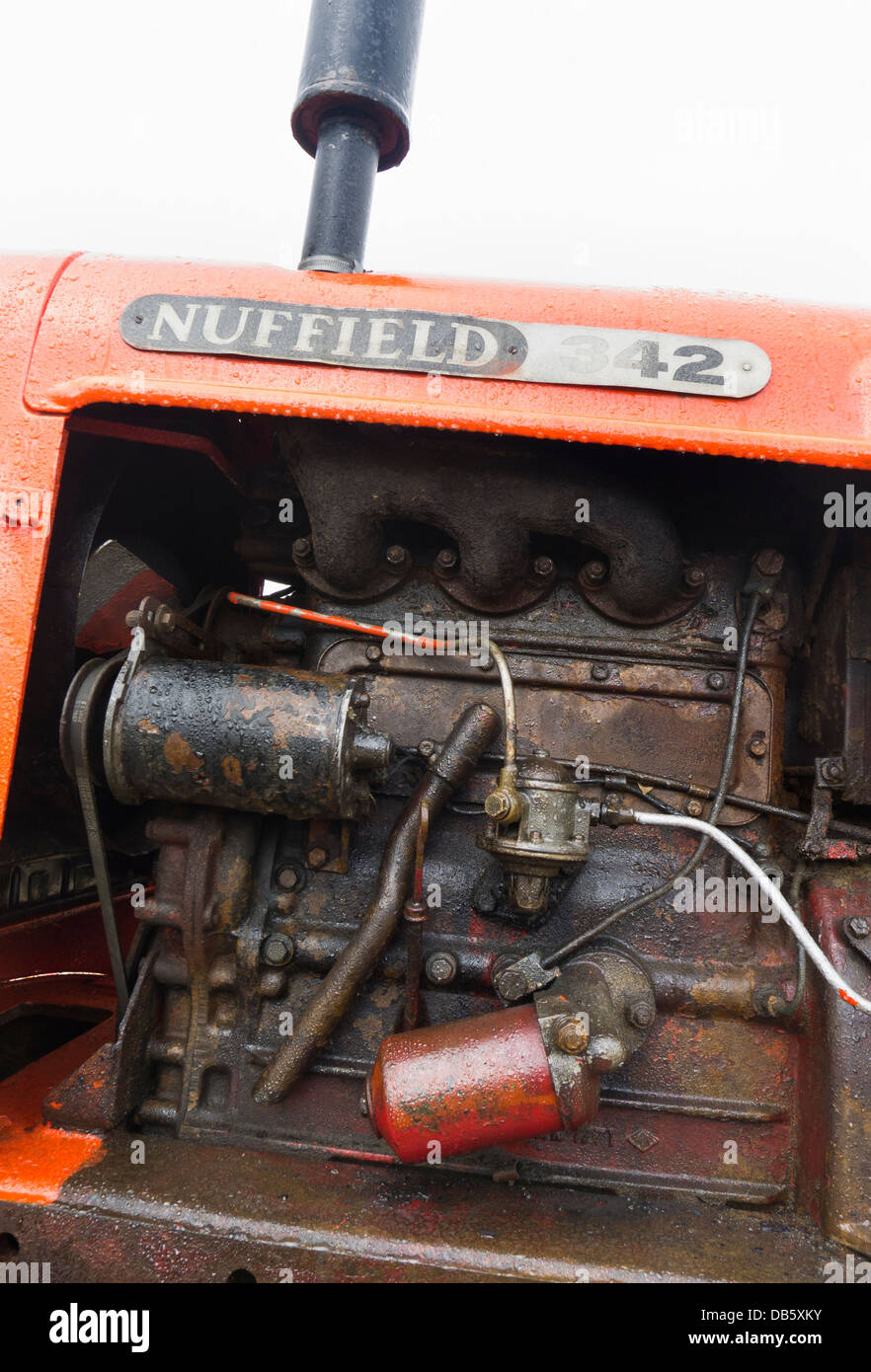 Moteur d'un tracteur diesel 342 Nuffield. Banque D'Images