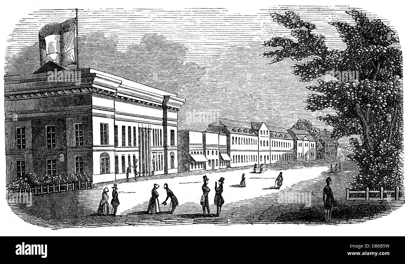 Géographie / Voyage, Allemagne, Bad Doberan, châteaux, Grand Palais Ducal, construit en 1821, architecte: Carl Theodor Severin, vue extérieure, gravure en bois, 1845, palais du prince, palais du duché héditaire, Grand-Duché de Mecklembourg-Schwerin, Mecklembourg-Poméranie occidentale, Mecklembourg-Poméranie occidentale, Mecklembourg-Poméranie occidentale, Mecklembourg-Poméranie occidentale, Mecklembourg-Poméranie occidentale, Mecklembourg-Poméranie occidentale, Mecklembourg-Occidentale, Mecklembourg-Poméranie-Occidentale, Mecklembourg-Poméranie-Occidentale, Mecklembourg-Poméranie Banque D'Images