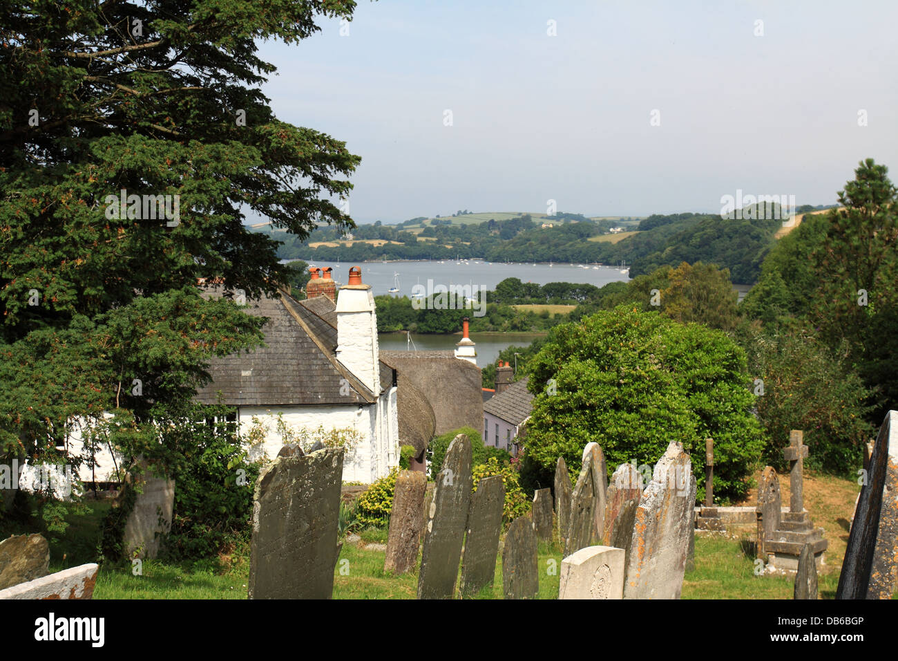 Vue depuis la partie supérieure du village de Dittisham, Devon, Angleterre, Royaume-Uni. Banque D'Images