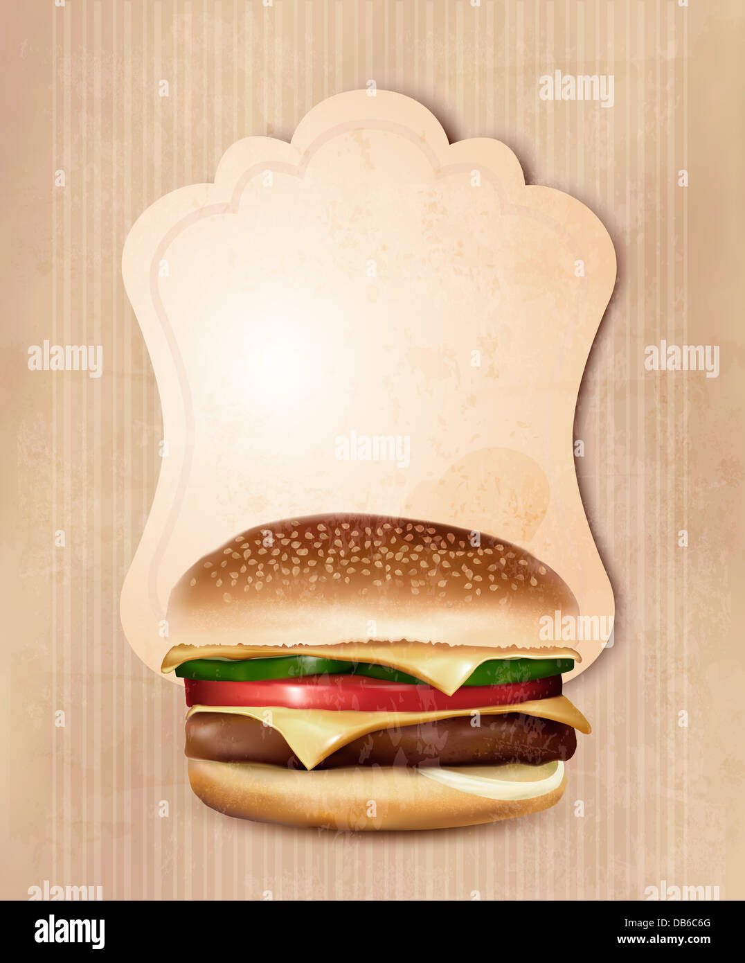 Menu fast food rétro pour burger. Vector illustration Banque D'Images