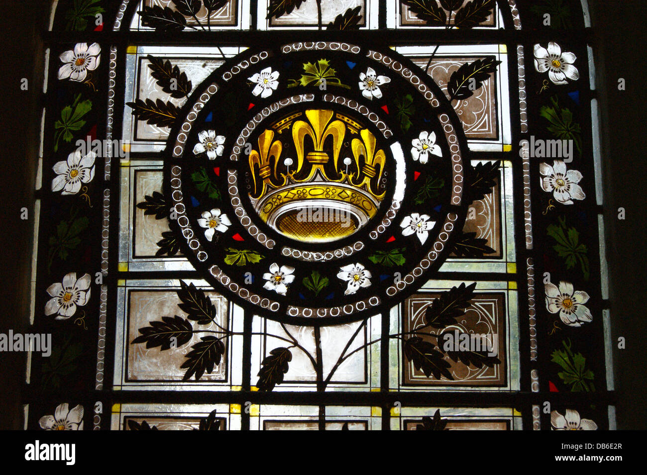 Vitraux victoriens, Tyntesfield House, 1867-77, Wraxall, Somerset, Angleterre Banque D'Images