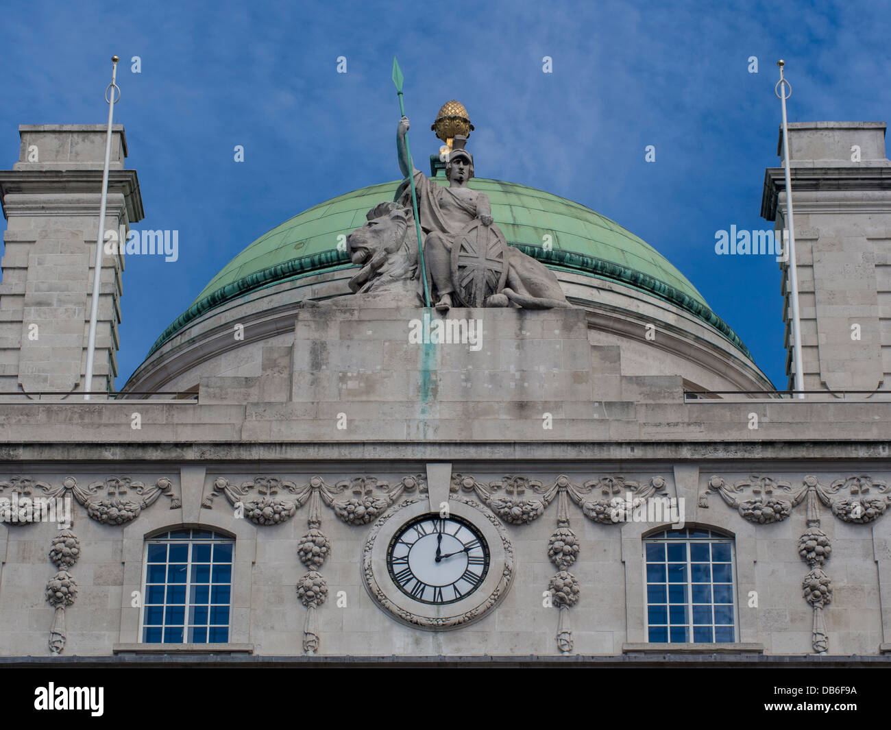 Britannia Statue emblématique sur l'Édifice de la rue Regent Banque D'Images