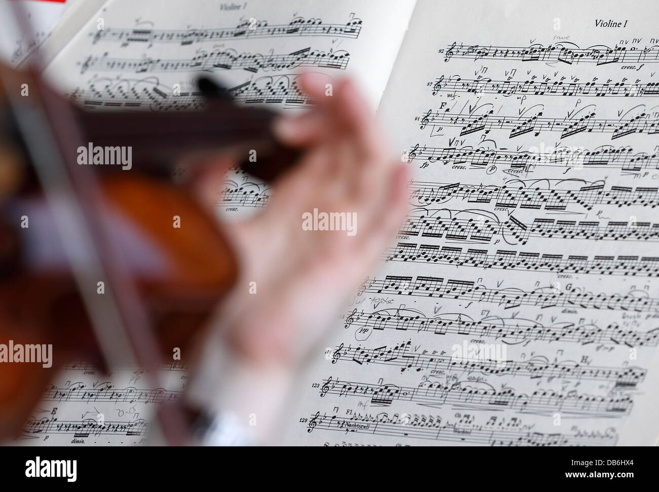 Sites touristiques de Boston, l'Orchestre violon partitions mains Banque D'Images