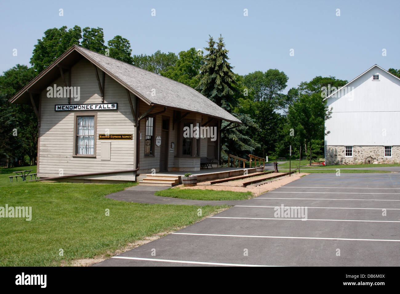 Village Menomonee Falls WI Train Depot relocalisés à Falls Village ancien Musée Historique Banque D'Images