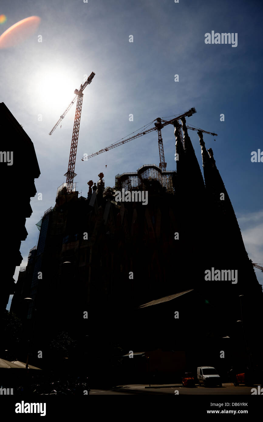 Silhouette de construction en cours à Sagrada Familia Barcelone Catalogne Espagne Banque D'Images