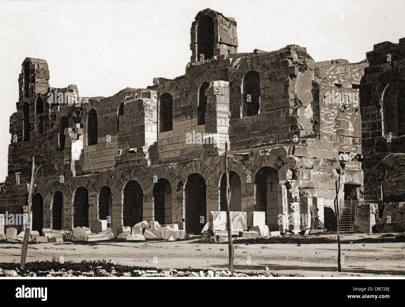 Géographie / Voyage, Grèce, Athènes, théâtres, odéon de l'Hérode Atticus, vue, dessin, fin du XIXe siècle, acropole, ruine, ruines, théâtre romain / théâtre, monde antique, temps anciens, Europe du Sud-est, les Balkans, péninsule des Balkans, historique, historique, historique, monde antique, droits additionnels-Clearences-non disponible Banque D'Images