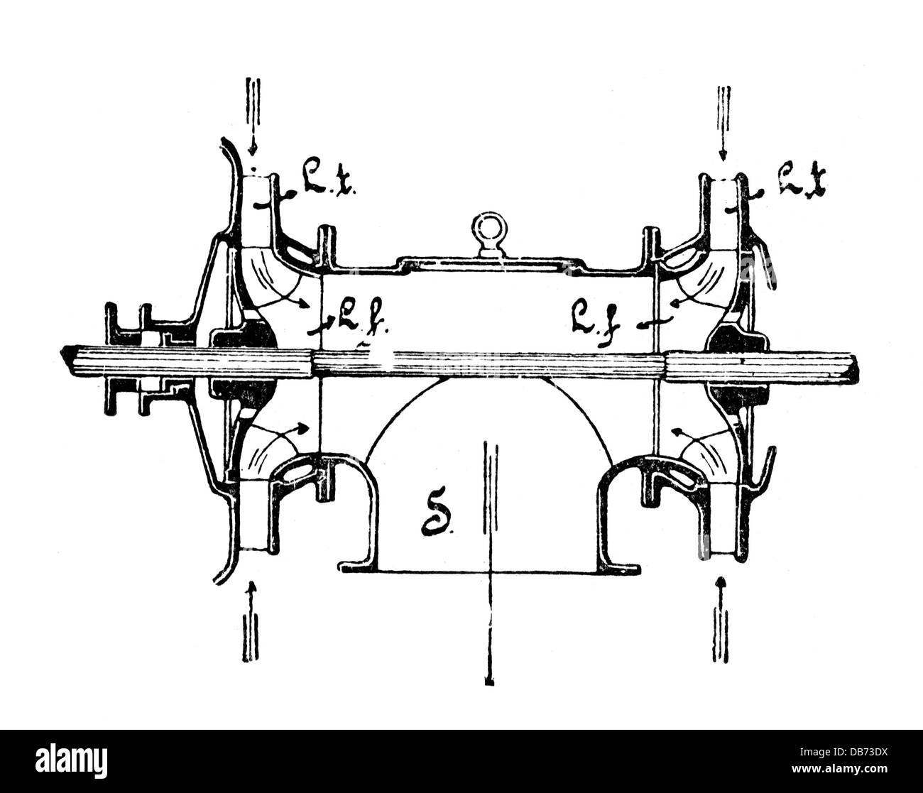 Énergie, eau, turbines, turbine double, section longitudinale, gravure de bois, fin du XIXe siècle, 19e siècle, générateur, générateurs, électricité, génération de courant, production d'électricité, production d'énergie, production d'énergie, turbines, eau, hydro-électricité, hydroélectricité, hydroélectricité, historique, historique, ingénierie, technique, technologie, technologies, droits additionnels-Clearences-non disponible Banque D'Images