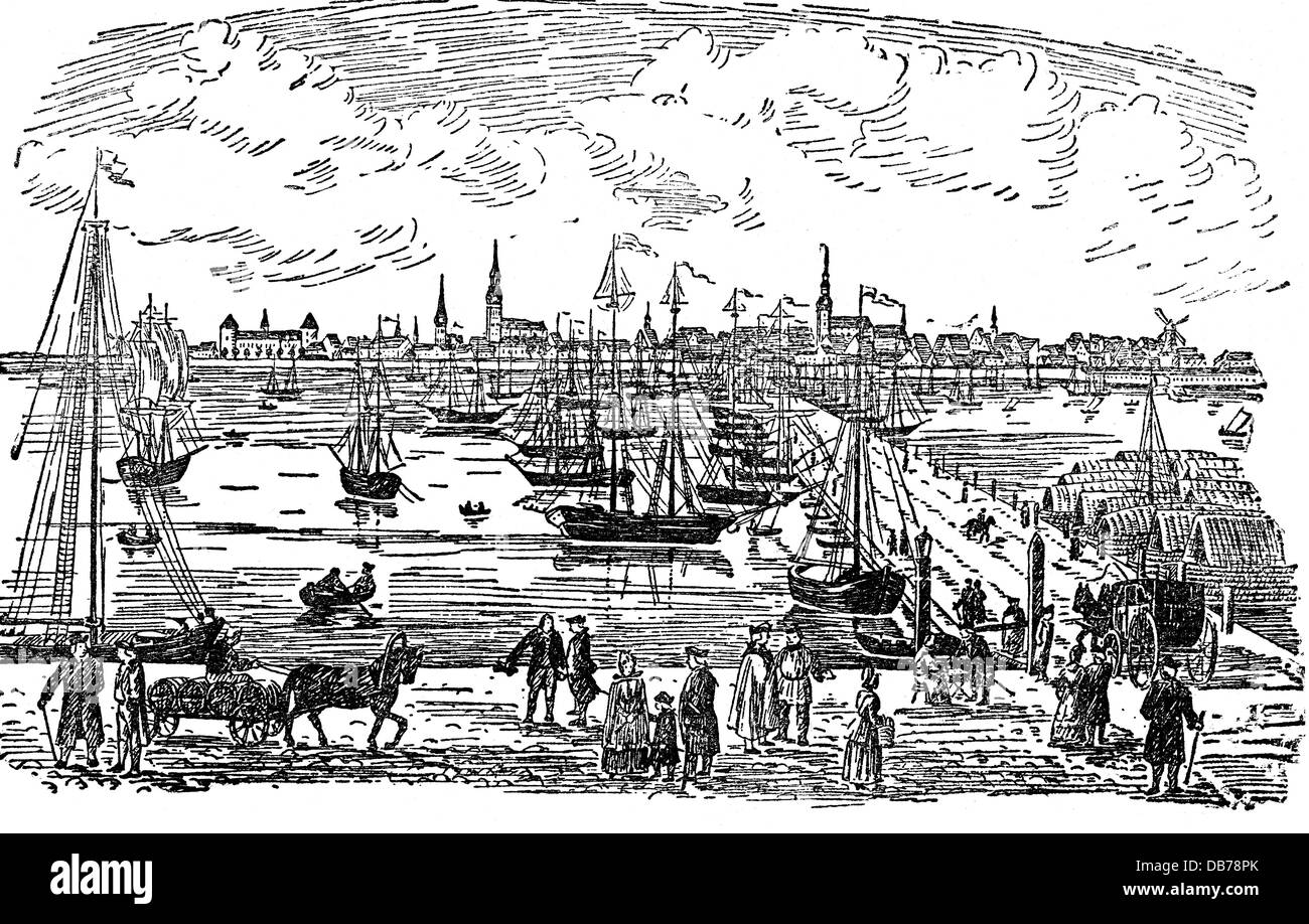 Géographie / voyage, Lettonie, Riga, port, vue, fin du XVIIIe siècle, gravure en bois, 19e siècle, mer Baltique, pays baltes, région Baltique, États baltes, pays baltes, Russie, gouvernorats baltes, gouvernorat Livonia, tsardom, empire russe, Europe, Europe centrale, historique, historique, historique, peuple, droits additionnels-Clearences-non disponible Banque D'Images
