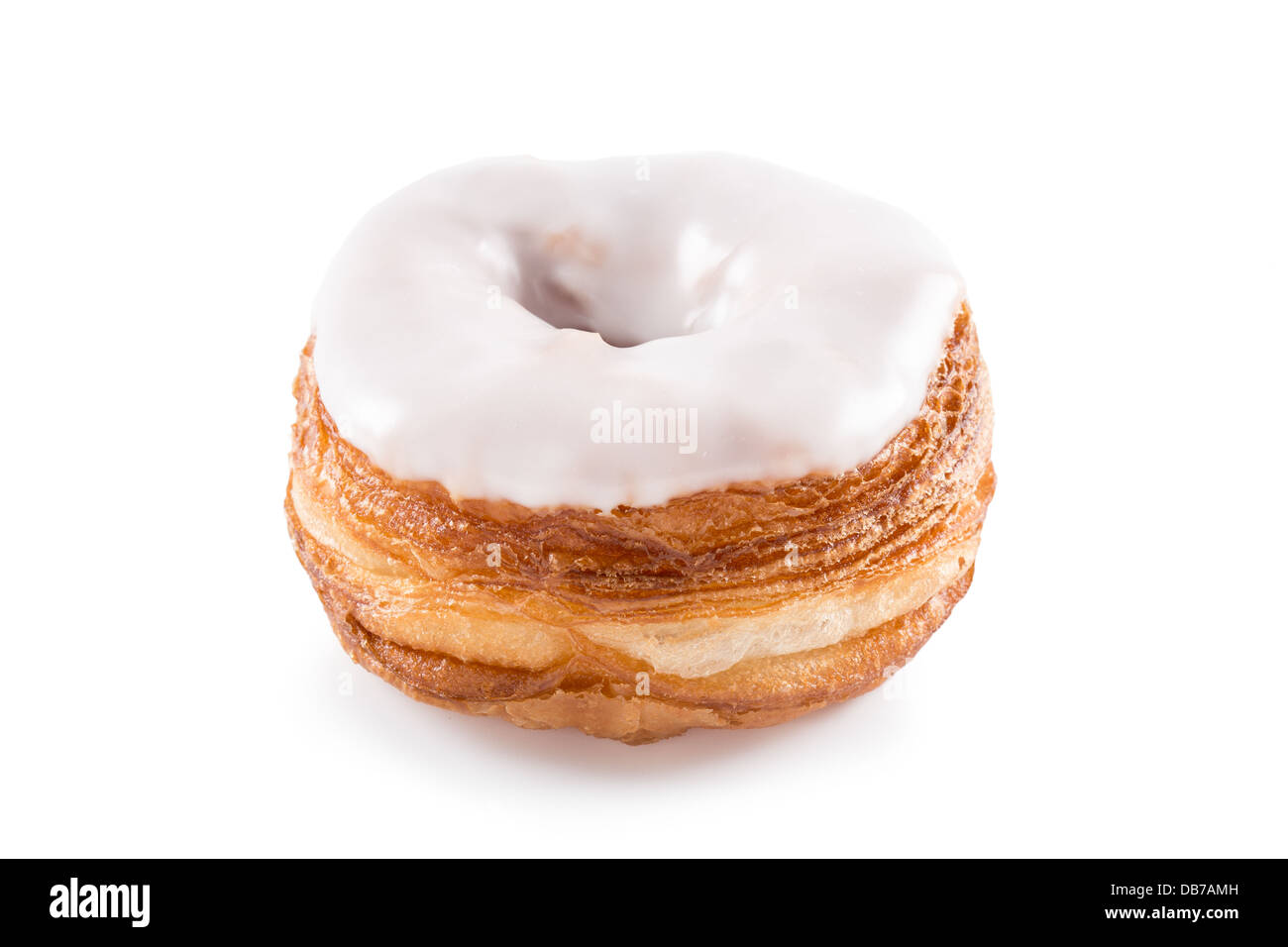 Fondant blanc croissant et mélange donut isolated on white Banque D'Images