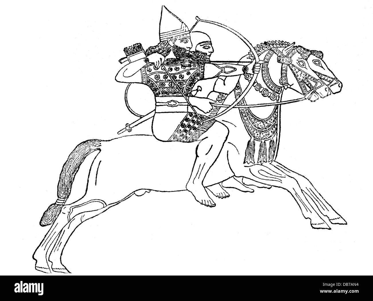 Monde antique, Assyrien, militaire, Archer monté, relief, Ninive, vers le VIIe siècle av. J.-C., gravure en bois, 19e siècle, cavalier, cavalryman, cavalrymen, cavalerie, cavalries, soldats, soldat, bras, armes, armes, bras, flèche, flèches, arc, arcs, archer, chasseurs d'arc, bowman, barman, chevaux historiques, Arche, Arche, Arche, arche, arche, arche, arche, arche, arche, arche, arche, arche, arche, arche, arche, arche, arche, ar Hommes, homme, homme, personnes, droits supplémentaires-Clearences-non disponible Banque D'Images