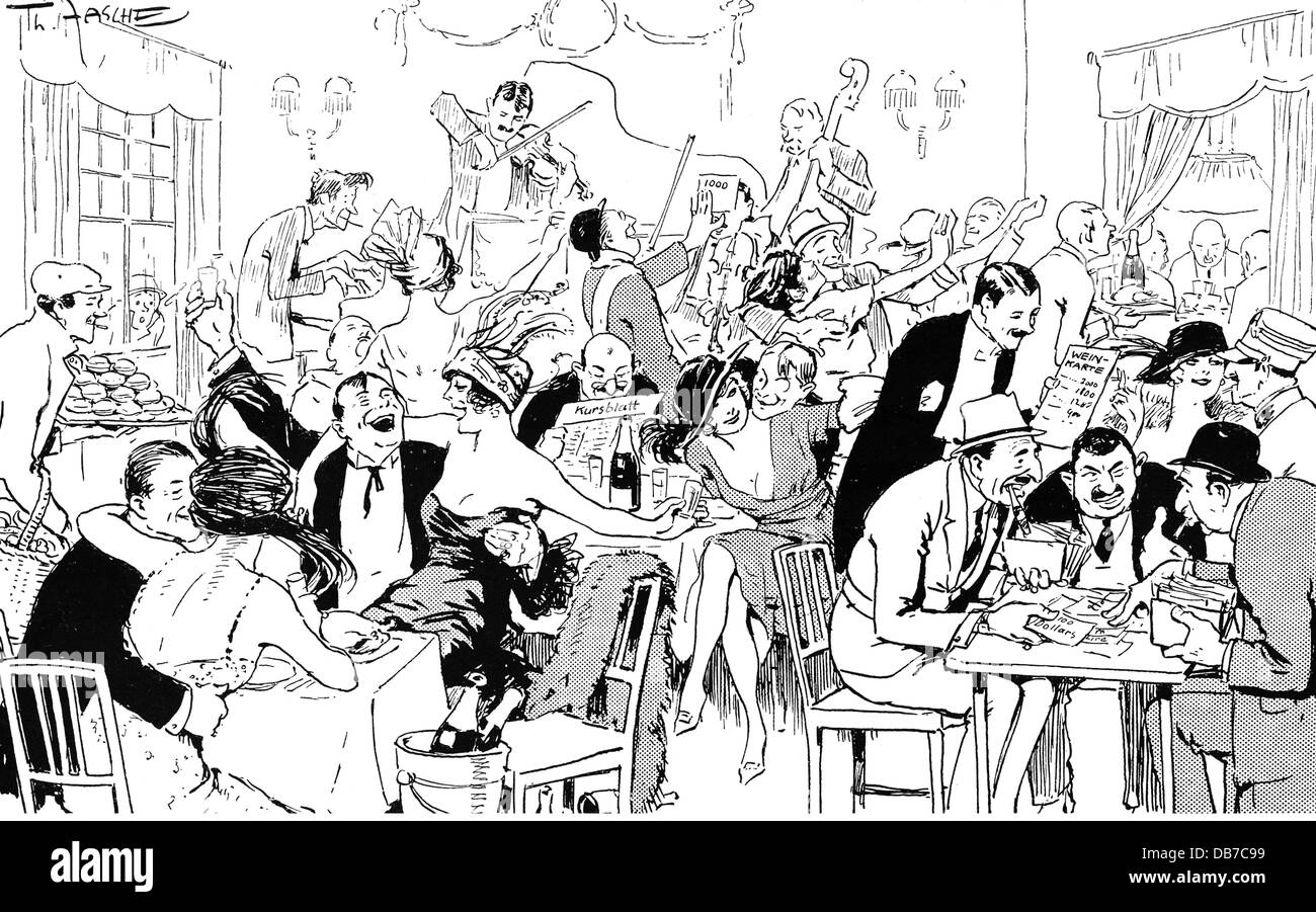 Géographie / Voyage, Autriche, Vienne, gastronomie, caricature sur la vie amusante, dessin par Theodor Zasche, 1921 / 1922, droits additionnels-Clearences-non disponible Banque D'Images