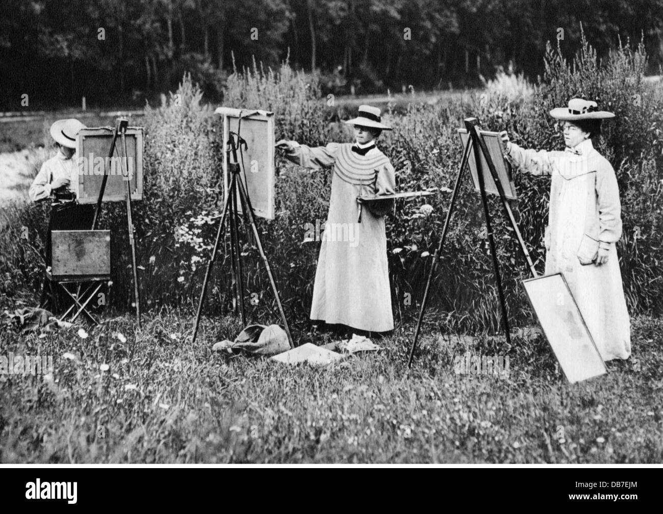 Loisirs, peinture, femmes peinture en plein air, vers 1910, droits additionnels-Clearences-non disponible Banque D'Images