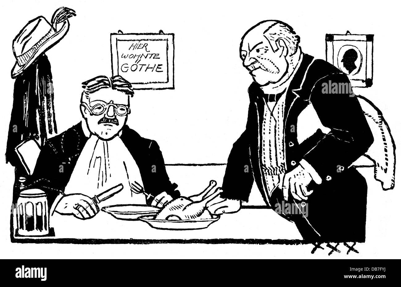 Gastronomie, repas, clients combatant sur la mauvaise nourriture, dessin, vers 1913, droits supplémentaires-Clearences-non disponible Banque D'Images