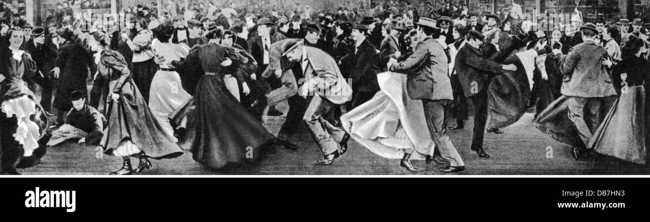 Géographie / Voyage, France, Paris, gastronomie, 'Poulin Rouge', vue intérieure, danseurs au 'Bal du Moulin Rouge', 1900, droits supplémentaires-Clearences-non disponible Banque D'Images