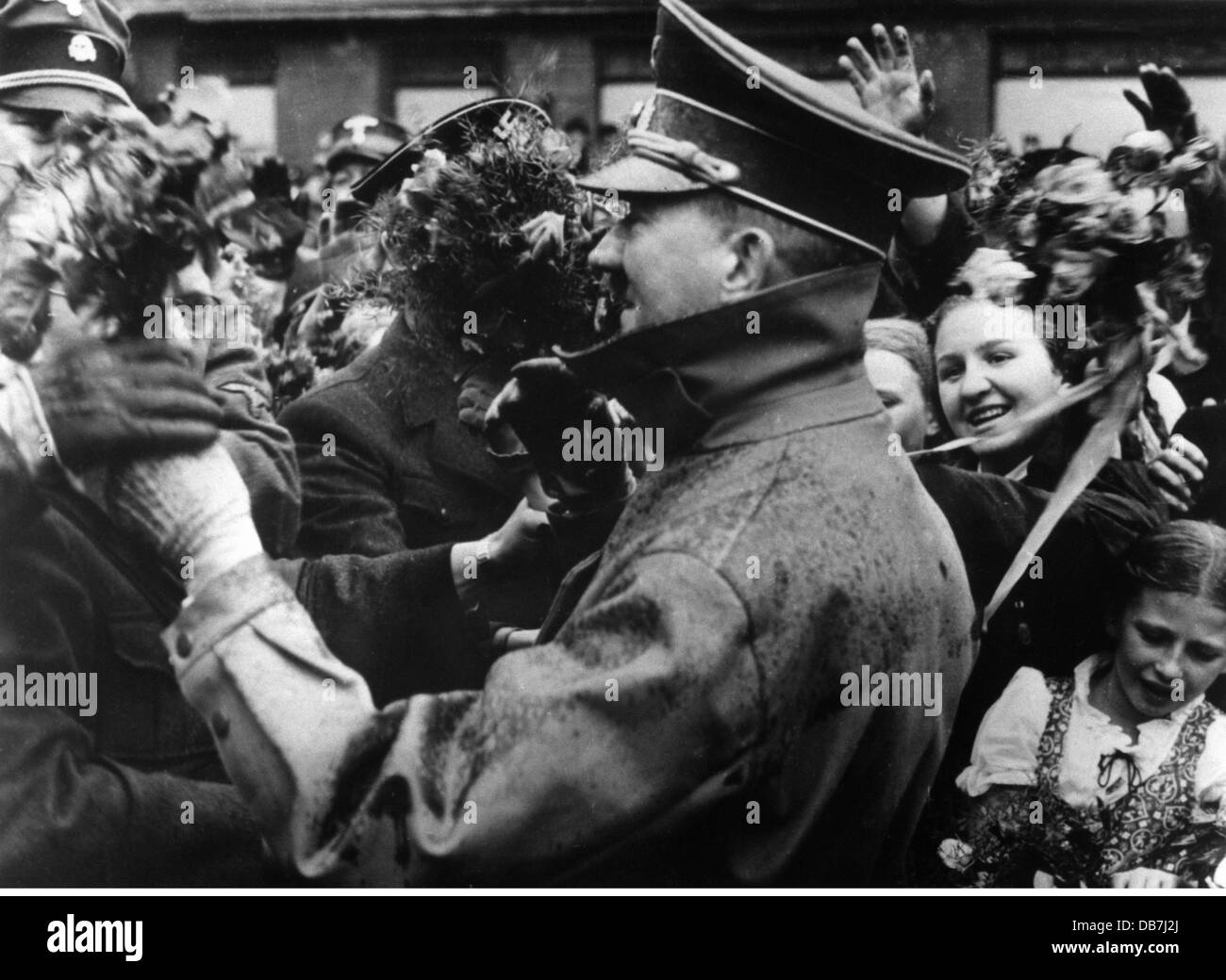 Hitler, Adolf, 20.4.1889 - 30.4.1945, politicien allemand (NSDAP), Chancelier du Reich 30.1.1933 - 30.4.1945, arrivée dans les Sudètes, 4.10.1938, Banque D'Images