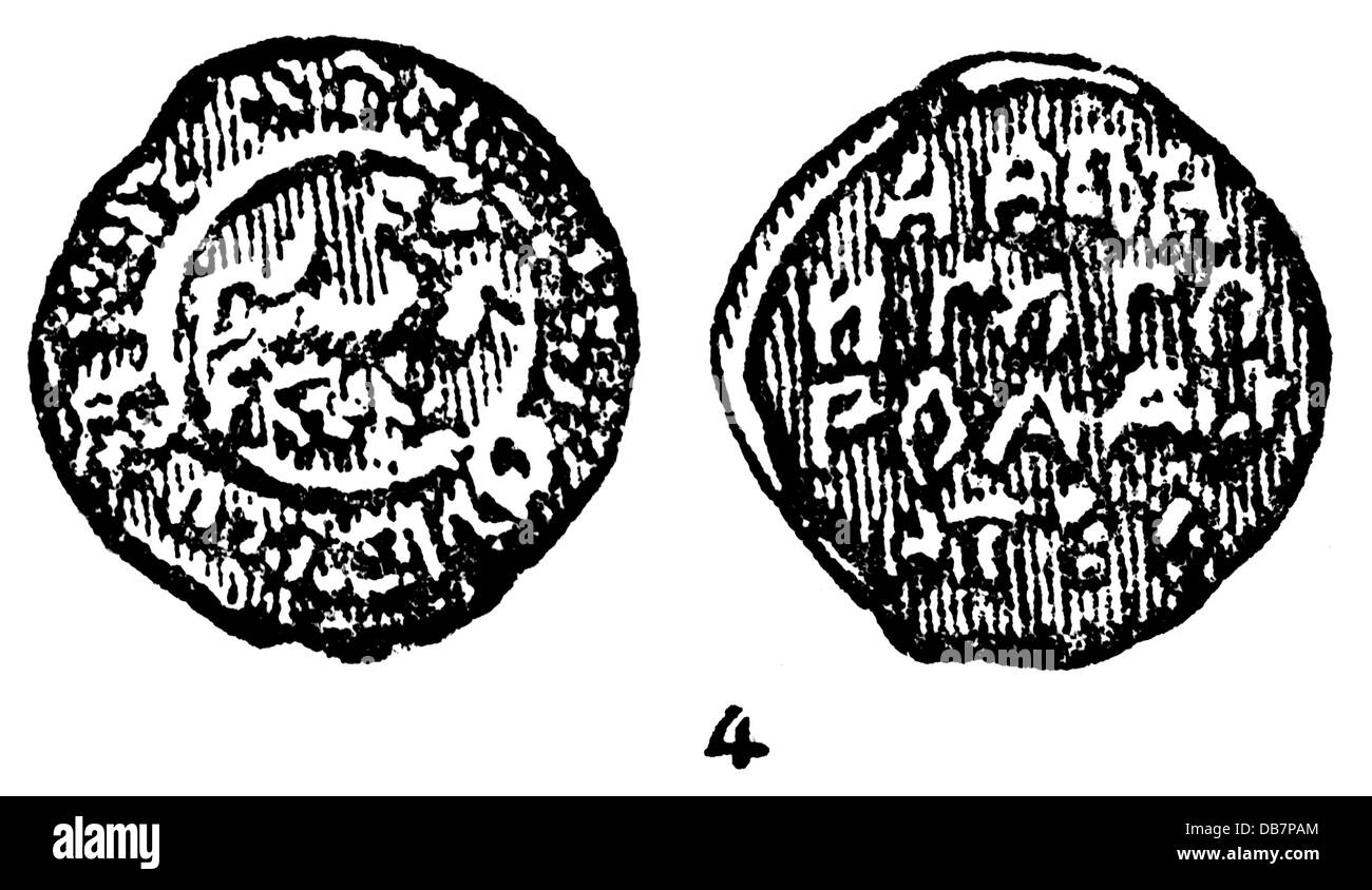 Monnaie / finances, pièces, Russie, pièce de la Principauté de Grodno partie du Grand-Duché de Tver, argent, 15ème siècle, gravure en bois, 19ème siècle, Moyen Age, médiéval, médiéval, numismatique, pièce de monnaie, Principauté, principautés, historique, historique, droits additionnels-Clearences-non disponible Banque D'Images