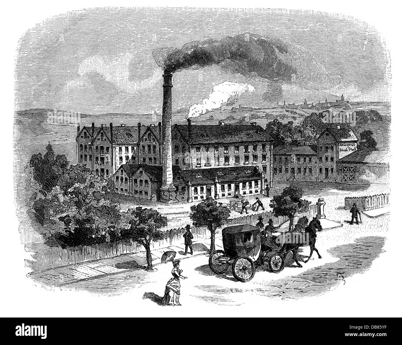 Industrie, alimentation, éponge, biscuit usine de Langnese, Eppendorf, vue extérieure, gravure en bois, 1884, droits additionnels-Clearences-non disponible Banque D'Images