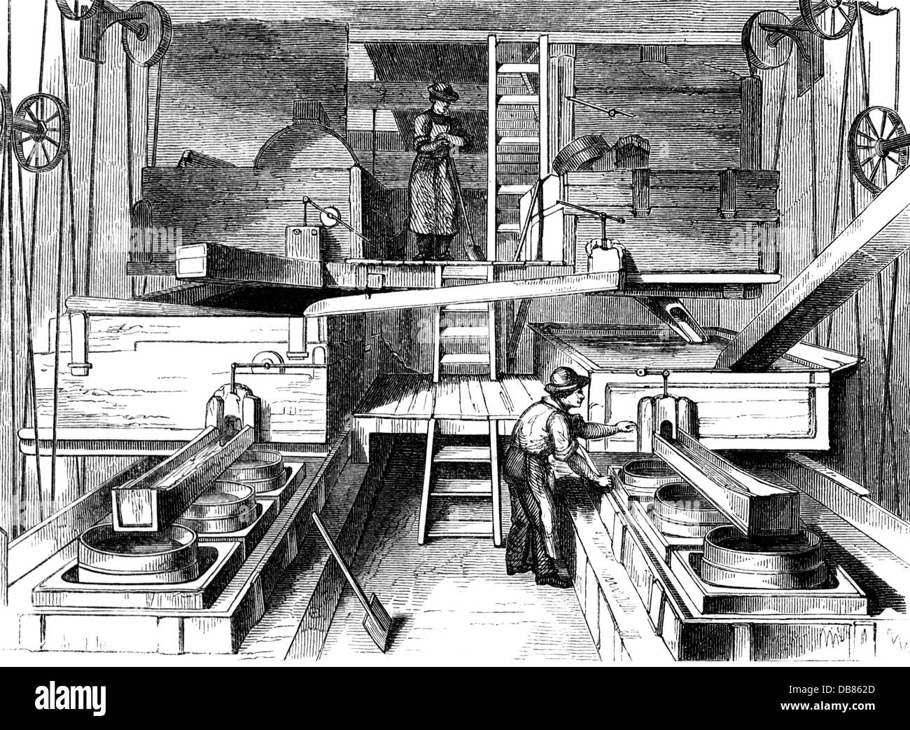 Industrie, céramique, porcelaine, machine d'élutriation de l'usine de porcelaine Meissen, gravure de bois, vers 1865, droits additionnels-Clearences-non disponible Banque D'Images