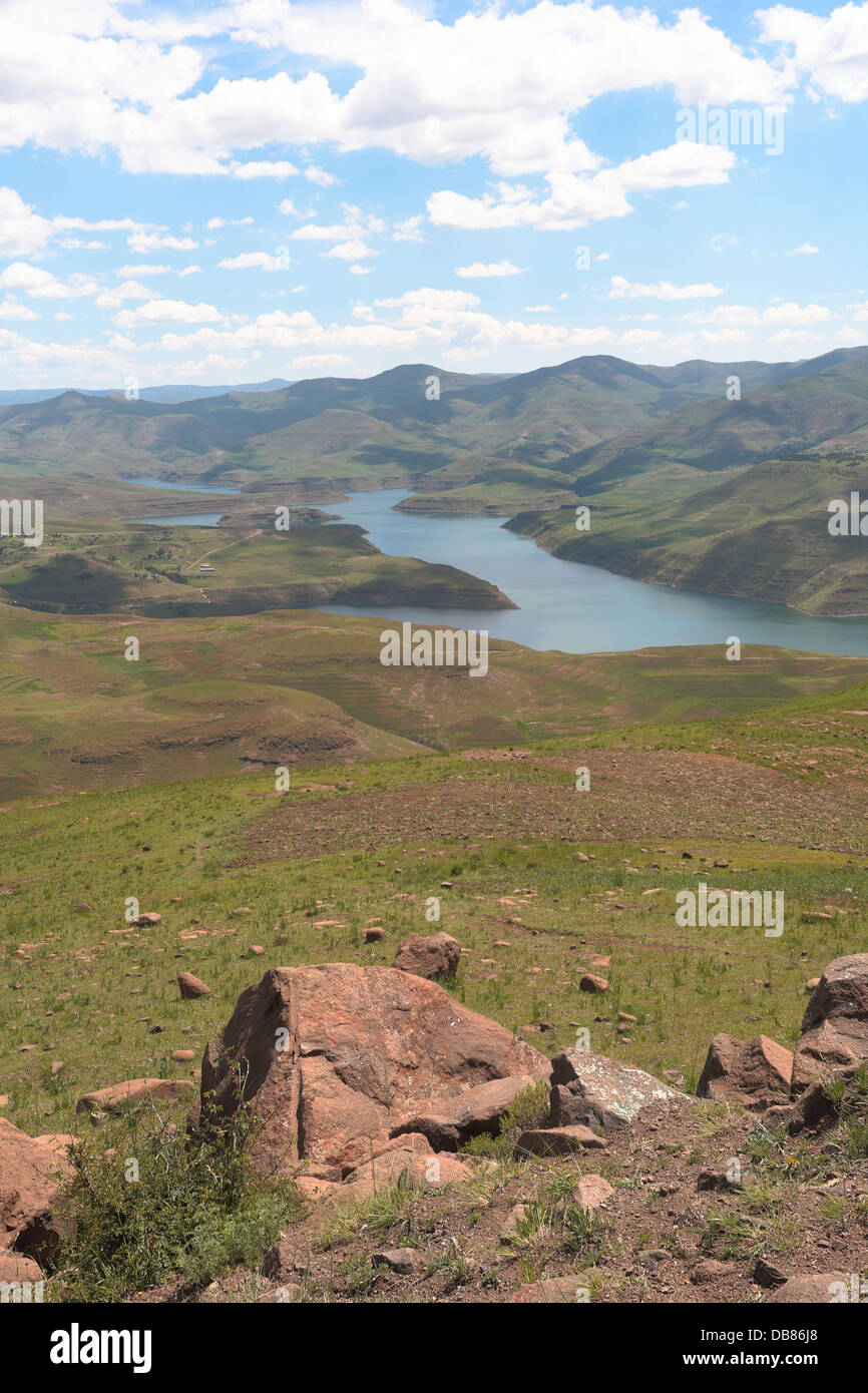 Lac de Barrage Katse, Afrique, Lesotho Highlands Banque D'Images