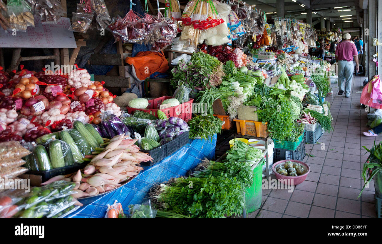 Marché alimentaire local à Kota Kinabalu, Sabah, Malaisie Banque D'Images