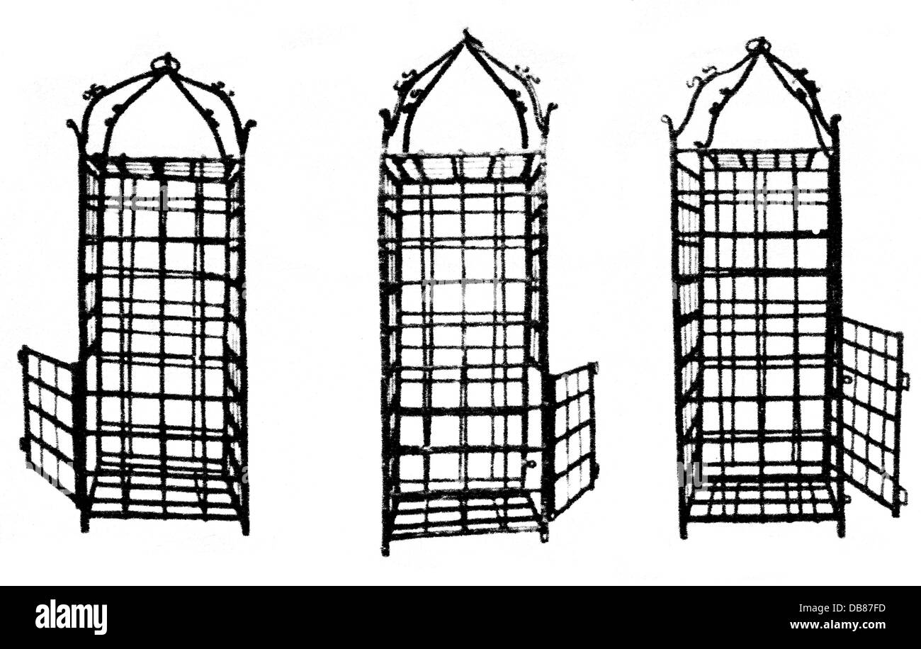 Religion, sectes, anabaptistes, cages dans lesquelles les cadavres des dirigeants anabaptistes de Münster ont été exposés après leur exécution à la tour de l'église Lambert, XVIe siècle, Allemagne, Westphalie, rébellion de Münster, Christianisme, anabaptiste, justice, exécution, exécutions, Jan van Leiden, religion, religions, sectes, cage de convoyeur, cages de convoyeur, corps mort Corps morts, cadavres, cadavres, dirigeant, leaders, baptistes, baptistes, historiques, historiques, Muenster, Münster, Munster, droits additionnels-Clearences-non disponible Banque D'Images