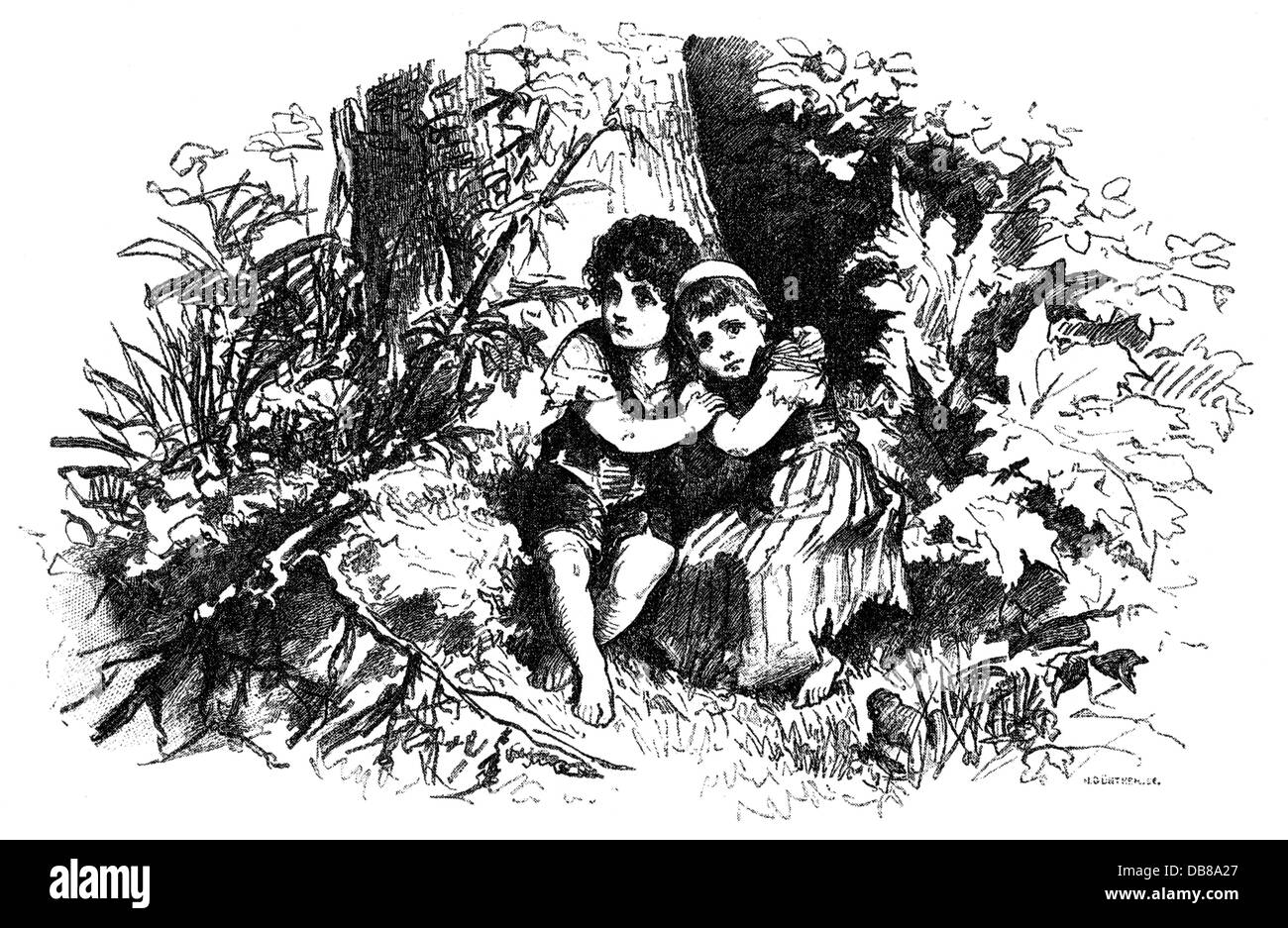 Littérature, conte de fées, frères Grimm, Hansel et Gretel, après dessin de Philip Grot Johann (1842 - 1892), gravure en bois, de: 'Kinder- und Hausmärchen', Additional-Rights-Clearences-Not Available Banque D'Images