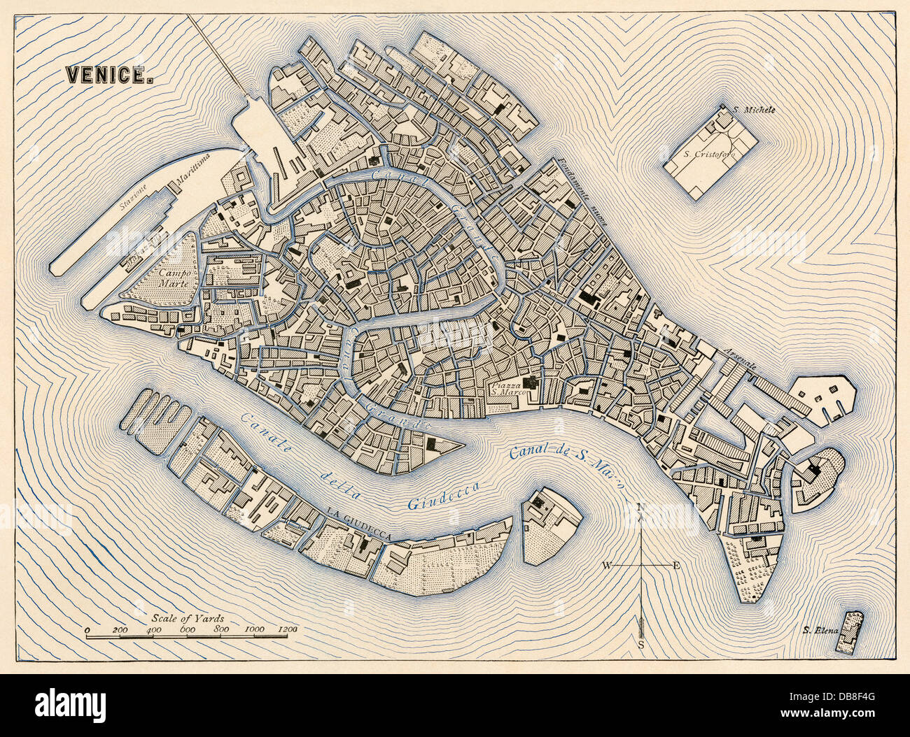 Plan de Venise, 1800. Lithographie couleur Banque D'Images