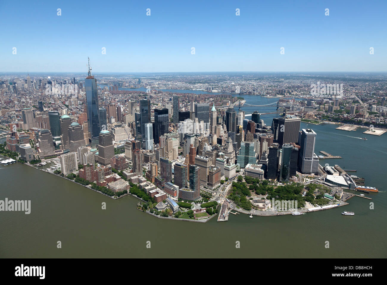 Vue aérienne de l'île de Manhattan, New York City Banque D'Images