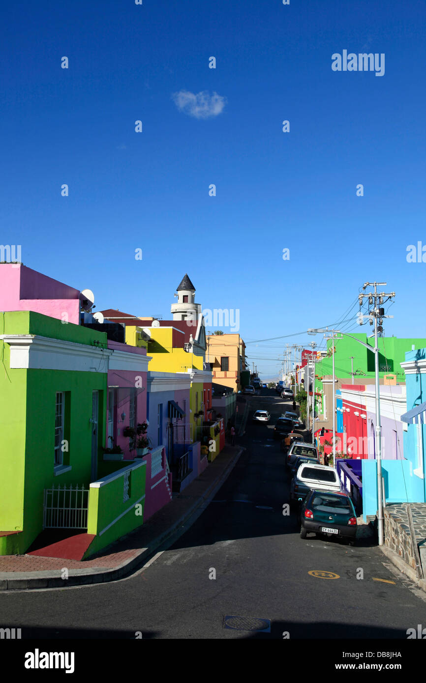 Maisons colorées dans Bo-Kaap malais historique partie de Cape Town Banque D'Images