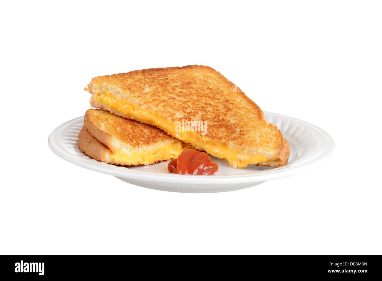 Isolé sur un plateau de fromage grillé Banque D'Images