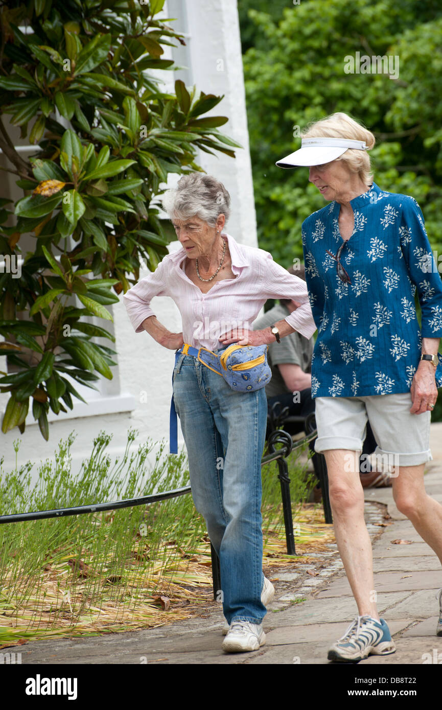 Diverses personnes âgées adultes matures walking in park homme adultes femmes adultes et fauteuil Banque D'Images