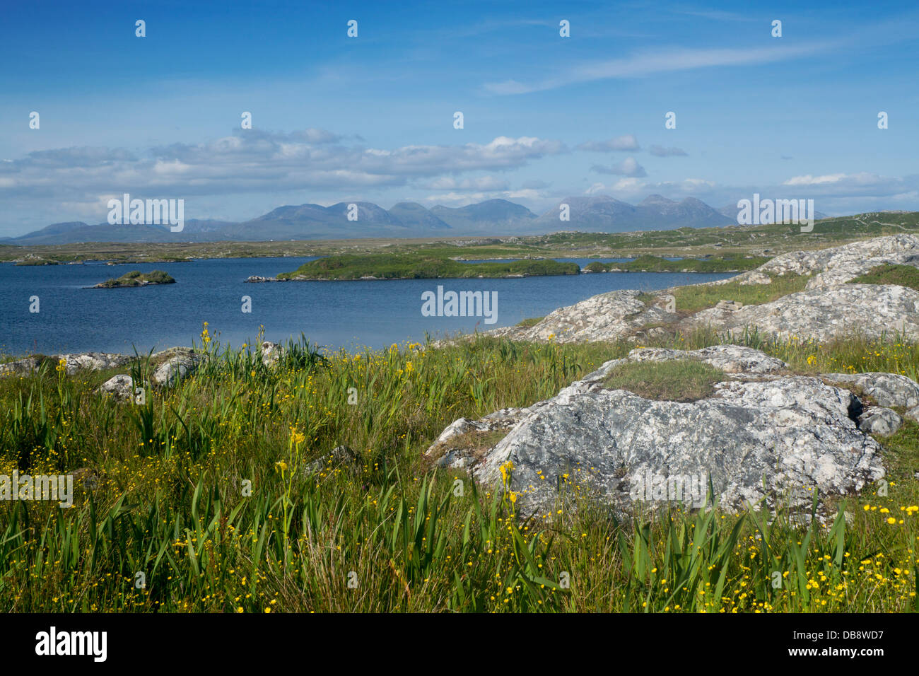 Les Twelve Bens Connemara vu de la côte près de Roundstone Comté de Galway Irlande République d'Irlande Banque D'Images