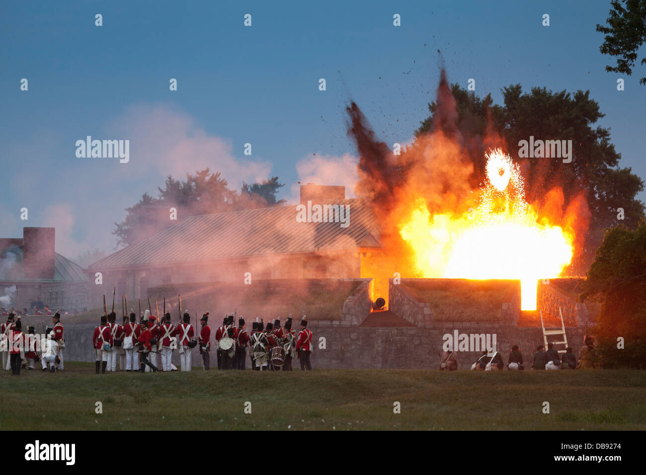 Canada,Ontario,Fort Erie,Old Fort Erie, guerre de 1812 Reconstitution du siège de Fort Erie Banque D'Images