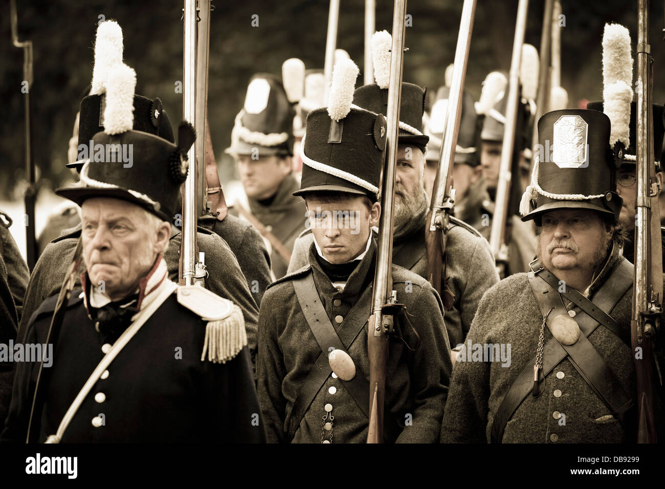Canada,Ontario,Stoney Creek. Maison de bataille, Bataille de Stoney Creek 1812 Guerre re-enactment Banque D'Images