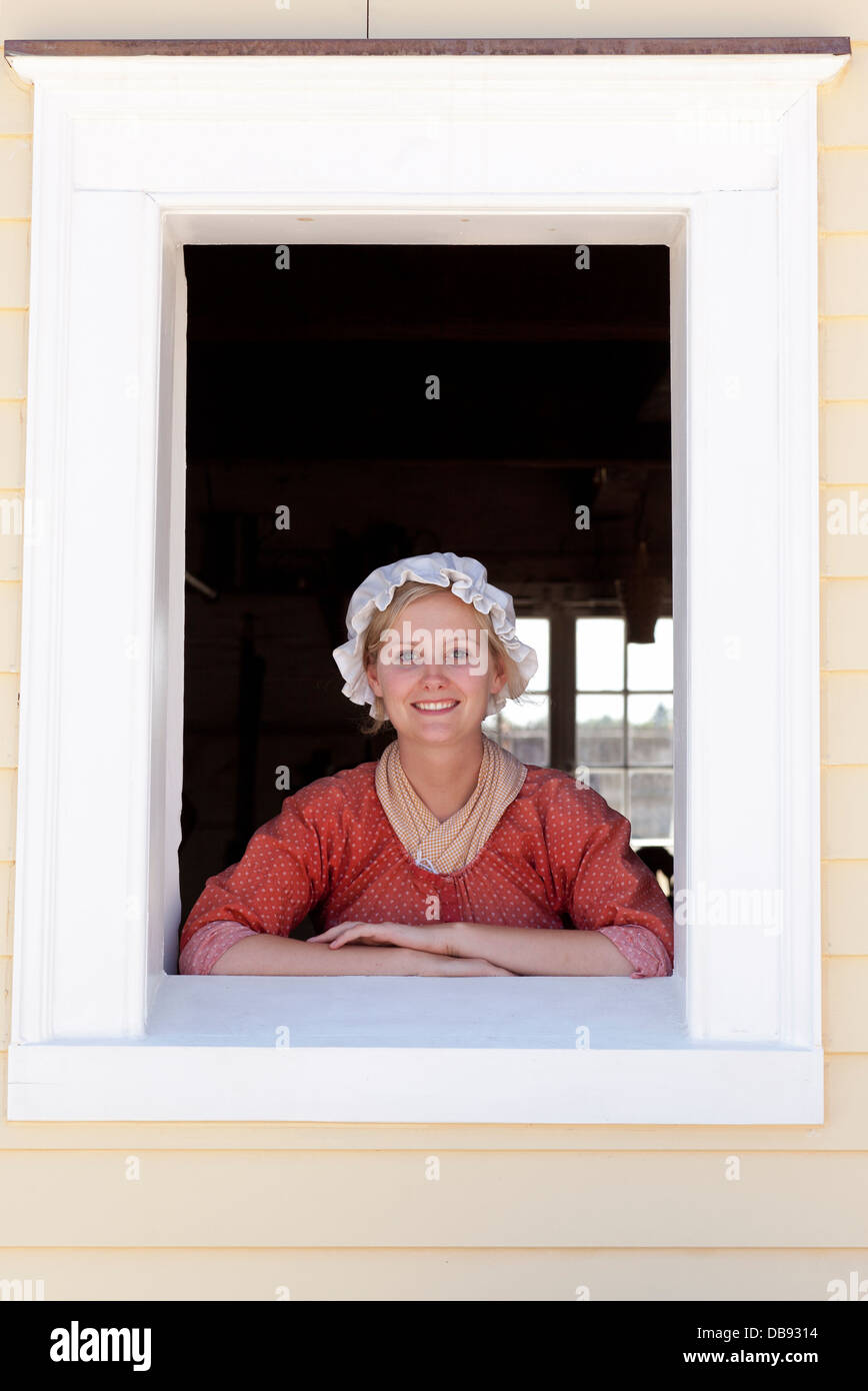 Canada, Ontario, Niagara-on-the-Lake, parc historique national de Fort George, reconstitution de la guerre de 1812, portrait de femme Banque D'Images