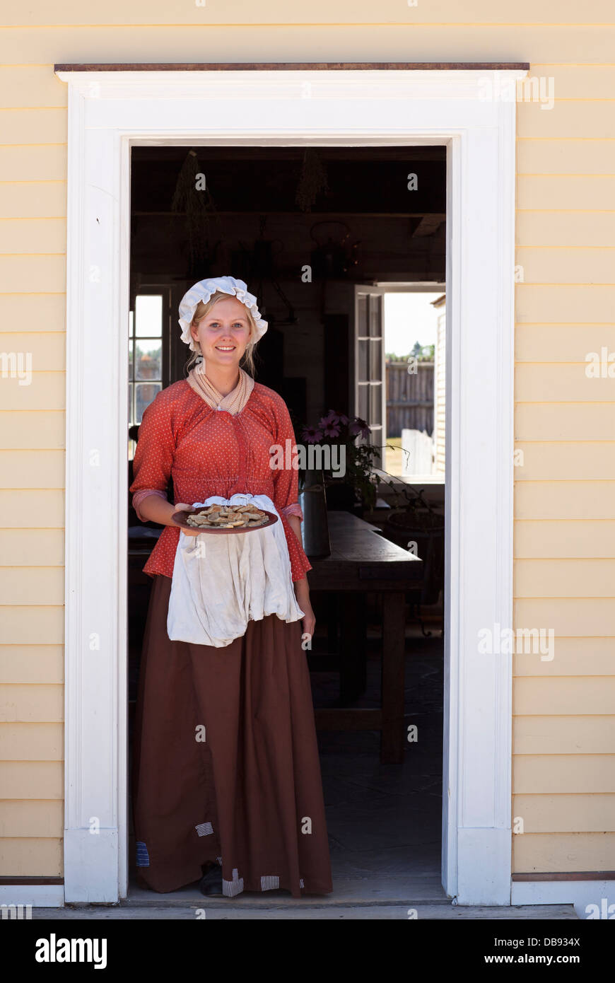Canada, Ontario, Niagara-on-the-Lake, parc historique national de Fort George, reconstitution de la guerre de 1812, portrait de femme Banque D'Images