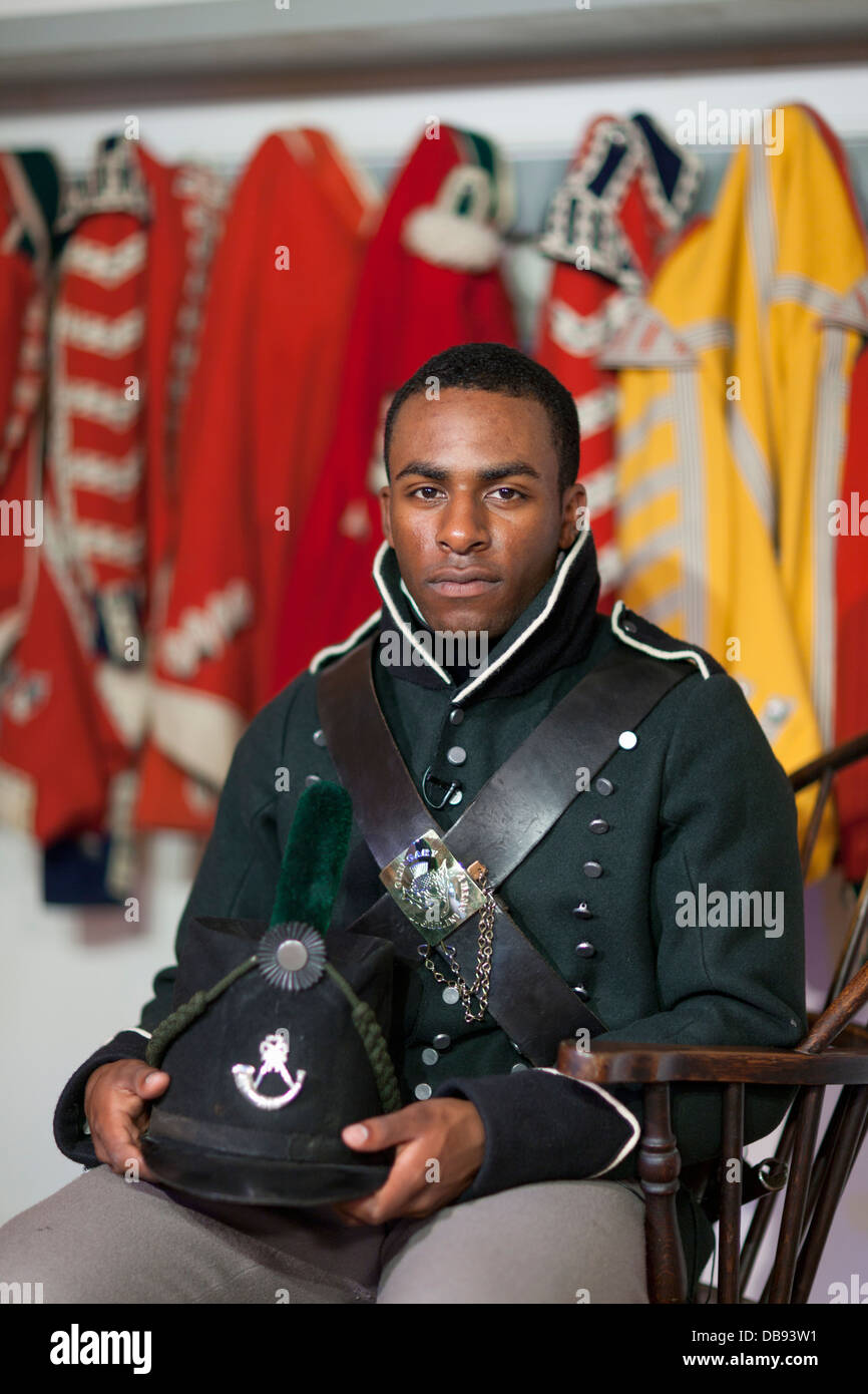 Canada, Ontario, Niagara-on-the-Lake, parc historique national de Fort George, de la guerre de 1812, portrait d'un soldat noir Banque D'Images