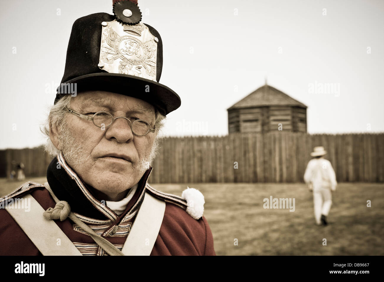 Canada, Ontario, Niagara-on-the-Lake, parc historique national de Fort George, 1812 re-enactment,Portrait de soldat britannique Banque D'Images