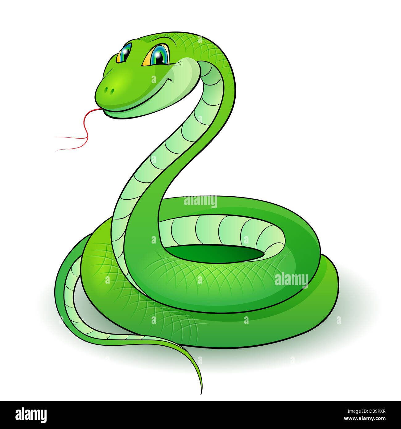 Cartoon Illustration d'un joli serpent vert. Banque D'Images