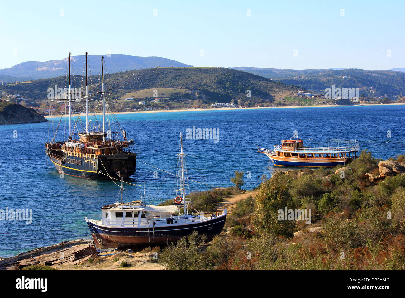 Dans la baie d'Ormos Panagias, Grèce Banque D'Images