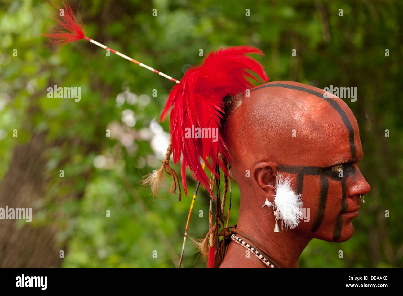Canada,Ontario,Stoney Creek Battlefield,chambre,Bataille de Stoney Creek Guerre de 1812 re-enactment, portrait des Autochtones des Six Nations Banque D'Images